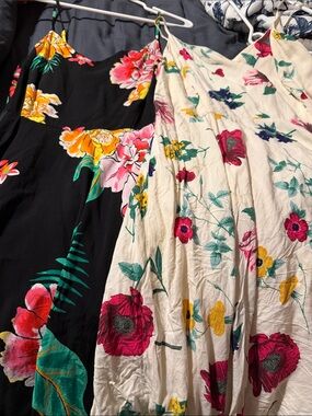 Old Navy Floral Maxi Dresses — Black & Cream Floral Prints